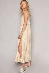 POL Frill Slit Square Neck Cami Dress OutfitFlow